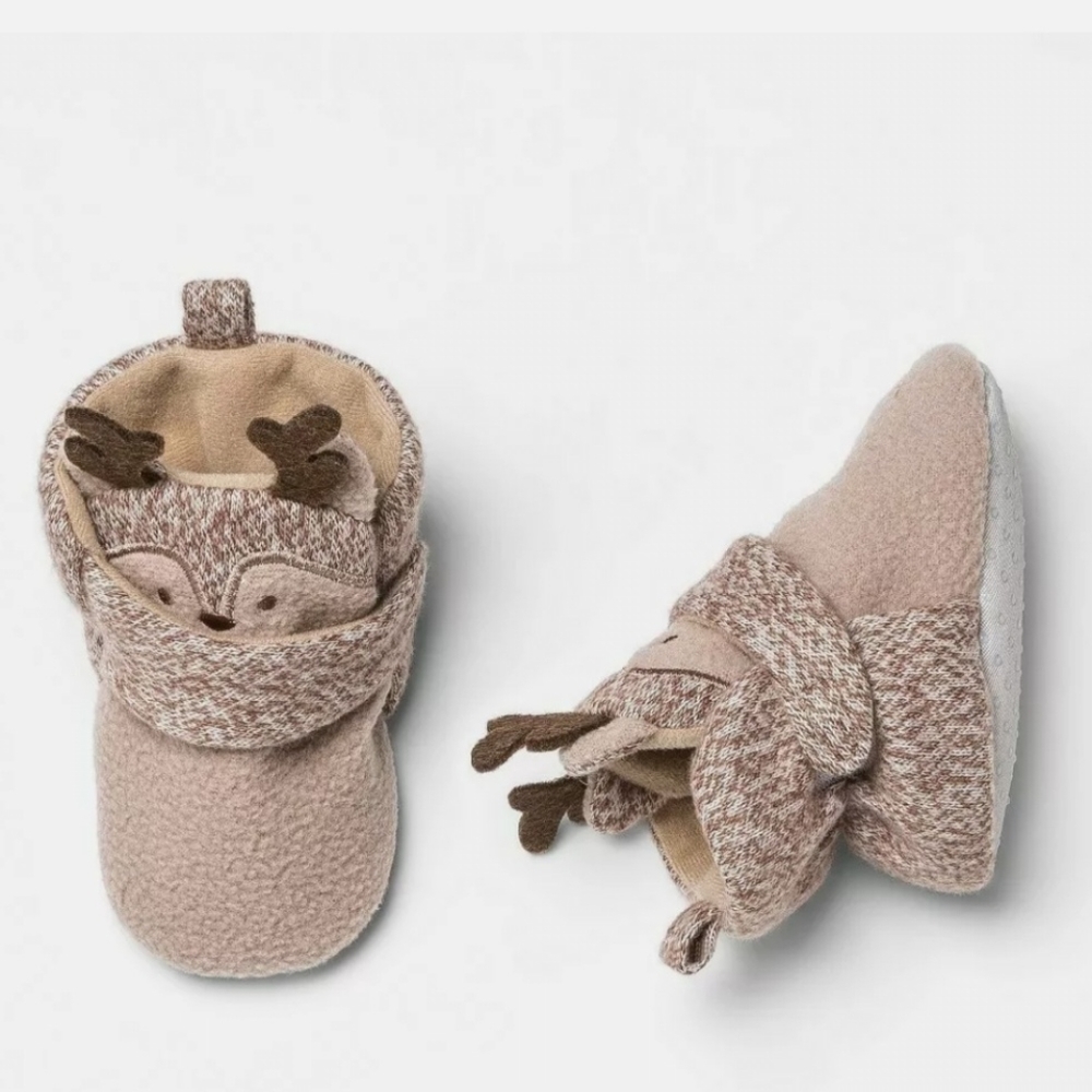 Cat & Jack Reindeer Baby Booties. 0-3 Months. New.